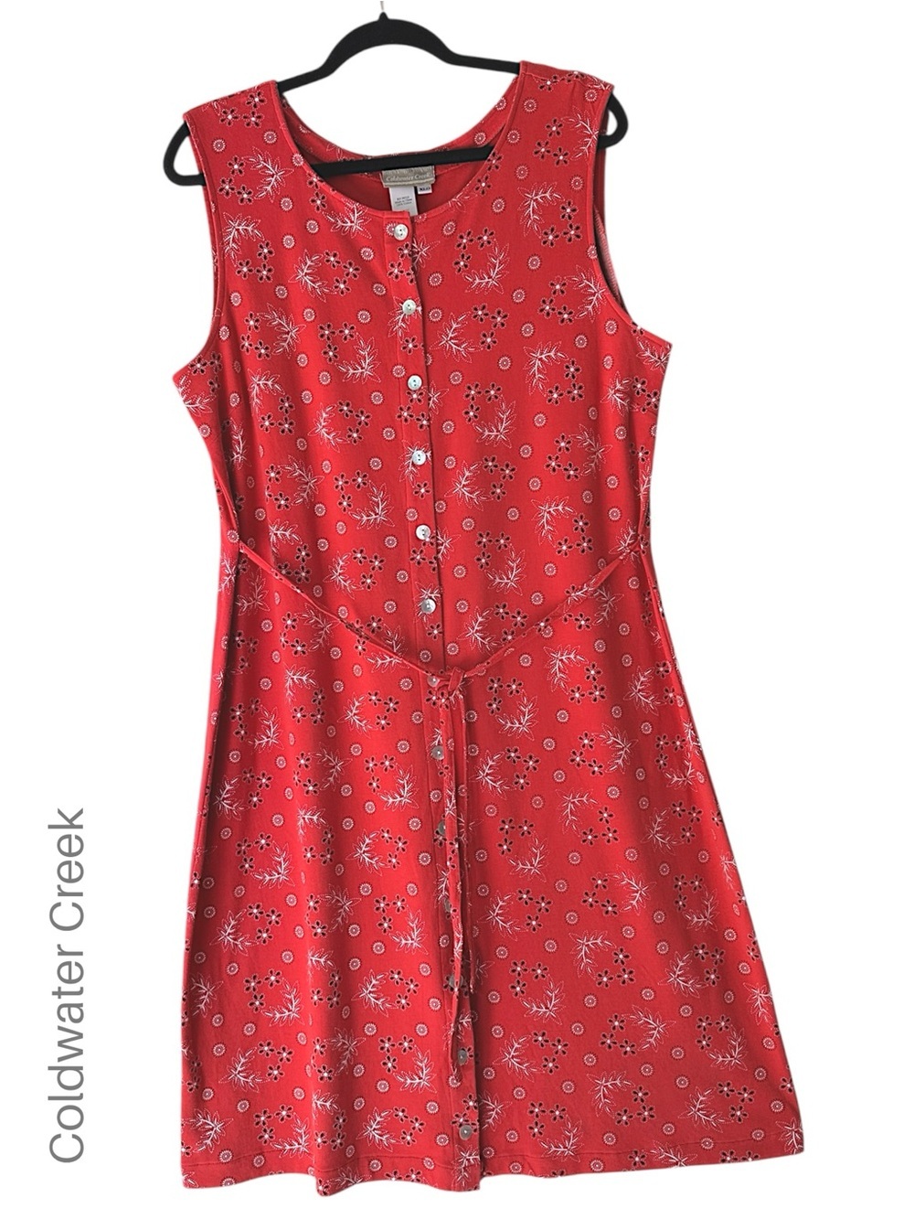 COLDWATER CREEK NWOT SLEEVELESS RED COTTON BANDANA PRINT BUTTON FRONT DRESS | XL